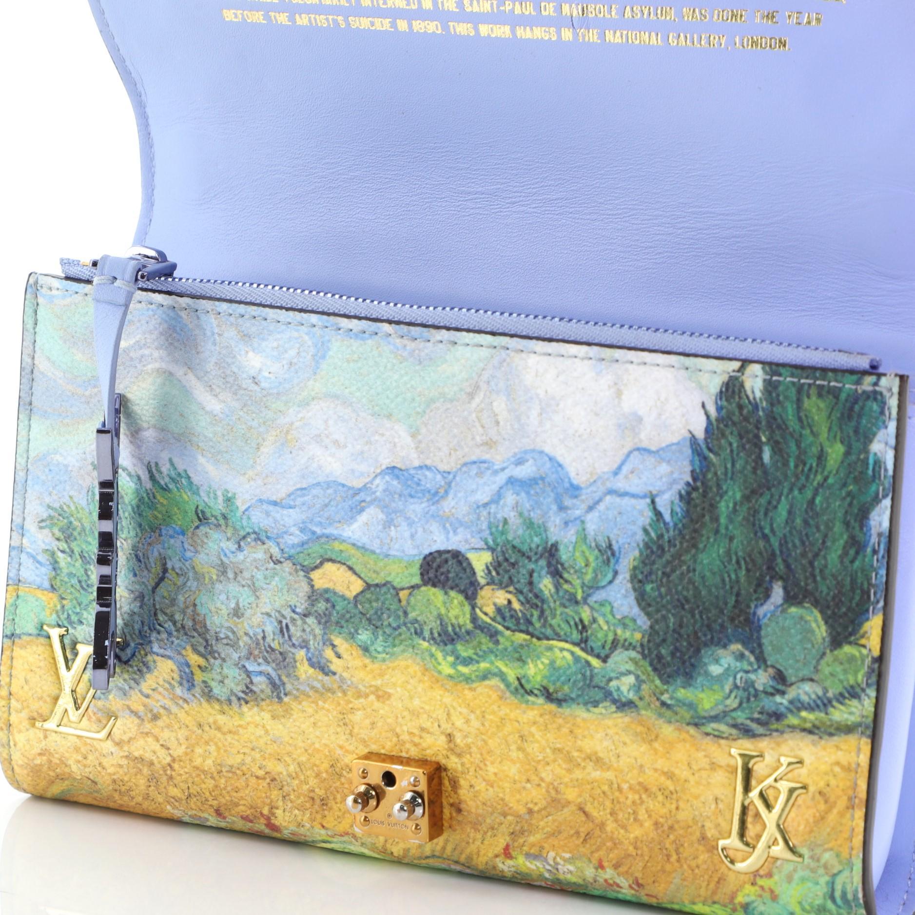 Beige Louis Vuitton Chain Wallet Limited Edition Jeff Koons Van Gogh Print Canvas