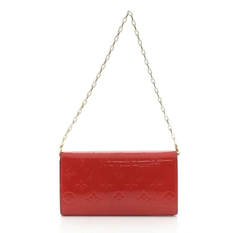 Red Louis Vuitton Chaine Wallet Monogram Vernis 