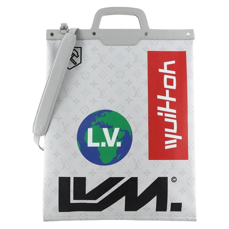 Louis Vuitton Chalk Flat Tote Bag Limited Edition Logo Story Monogram Canvas