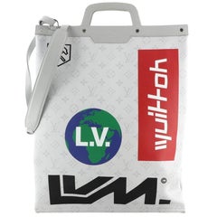 Louis Vuitton Chalk Flat Tote Bag Limited Edition Logo Story Monogram Canvas