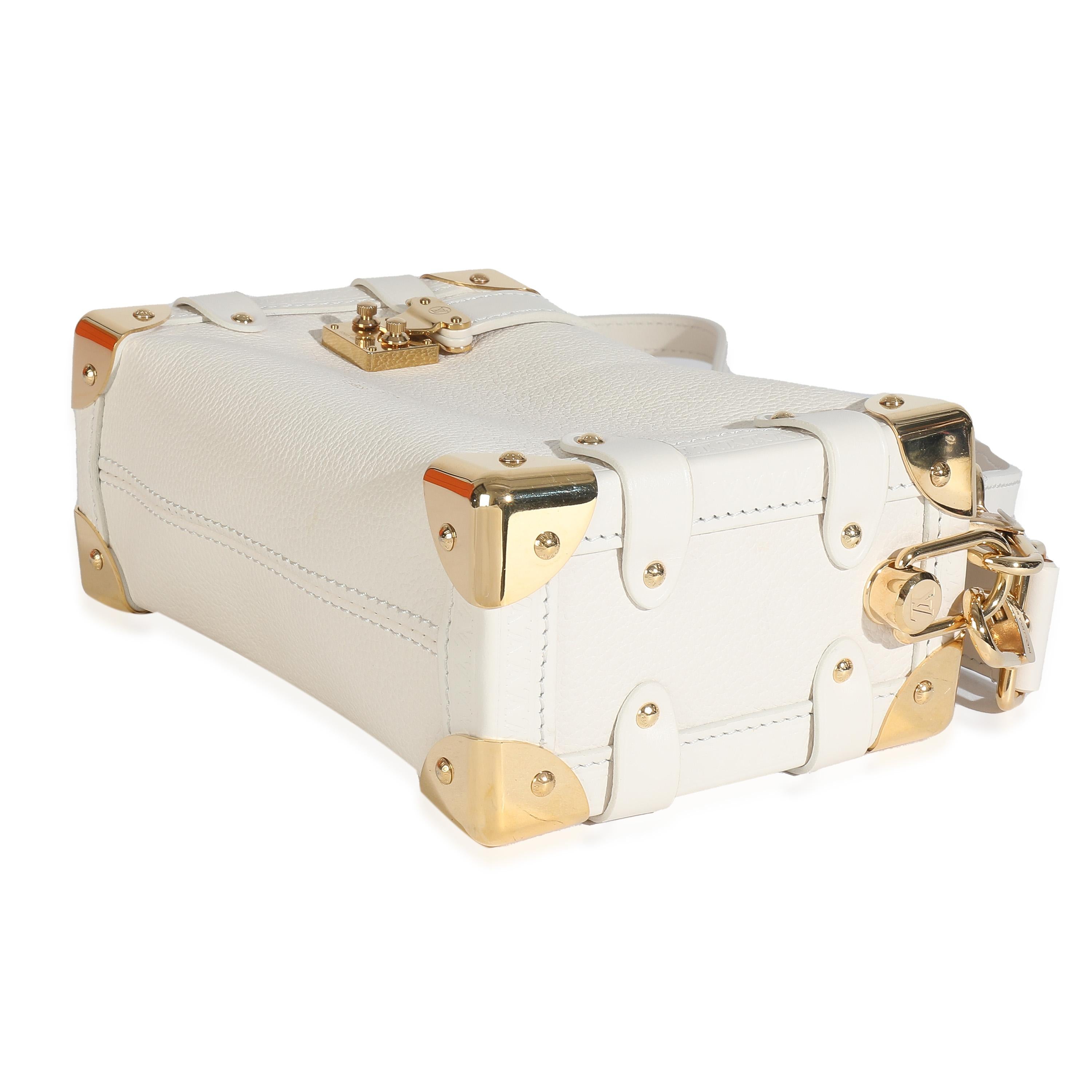 Louis Vuitton Chalk Genarbtes Kalbsleder Side Trunk PM für Damen oder Herren im Angebot