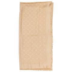 Louis Vuitton Champagne Monogram Silk & Wool-Blend Scarf