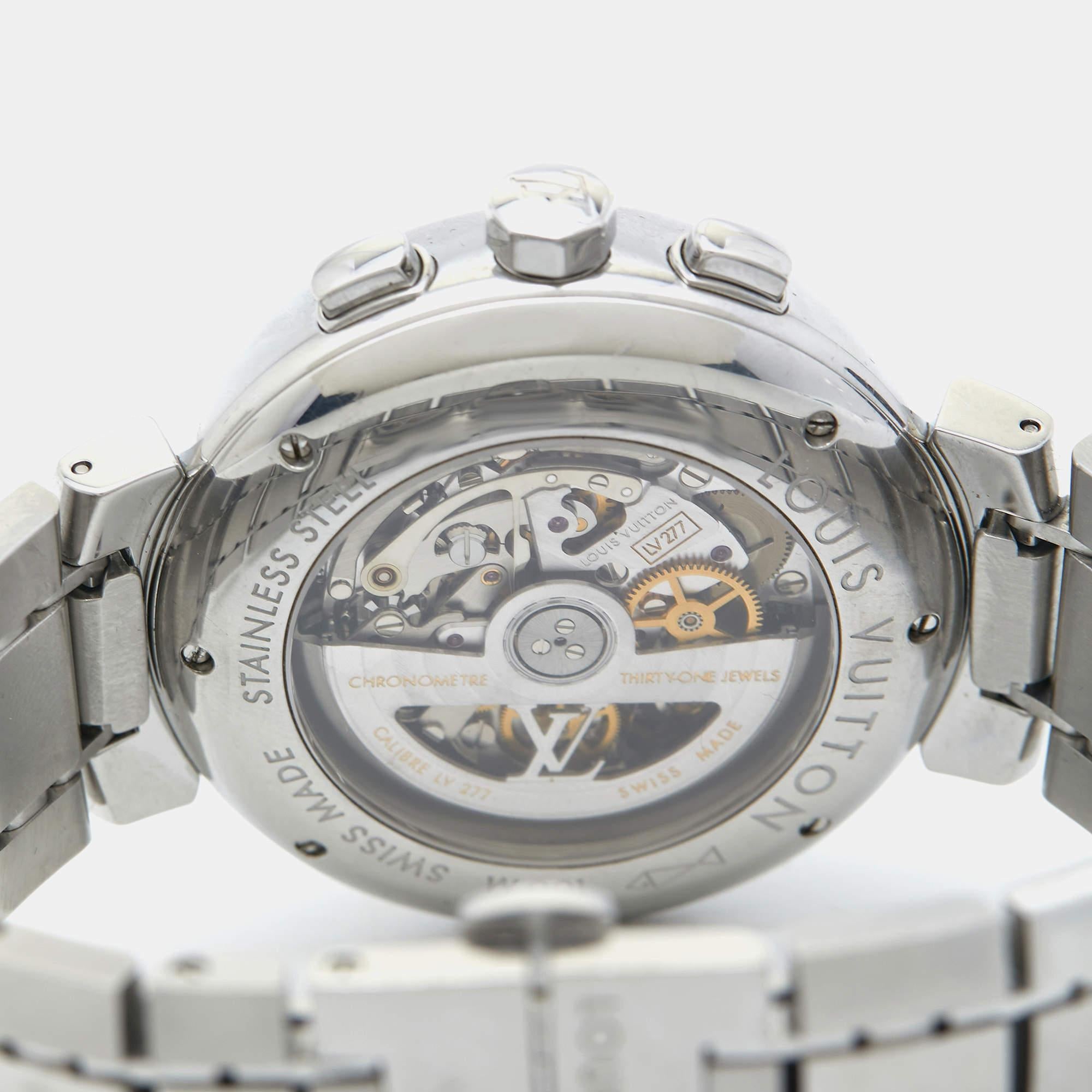 Louis Vuitton Champagne Stainless Steel Tambour Q1142 Men's Wristwatch 41 mm 1