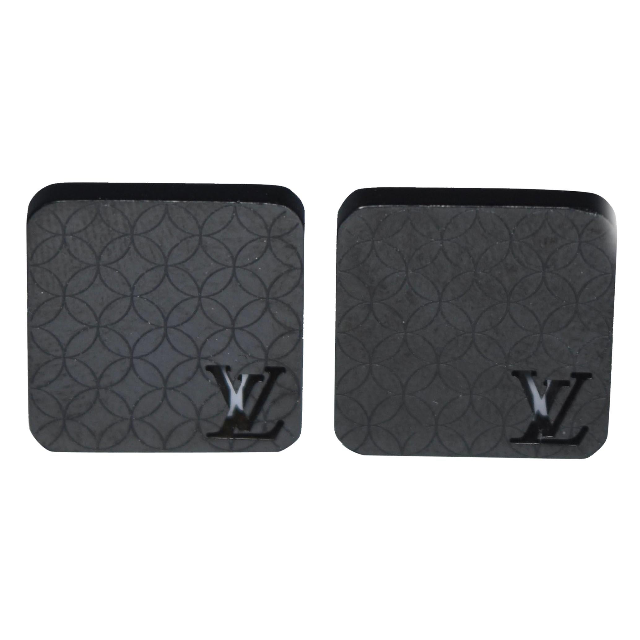 Louis Vuitton "Champs-Elysées" Black Coated Metal Cufflinks