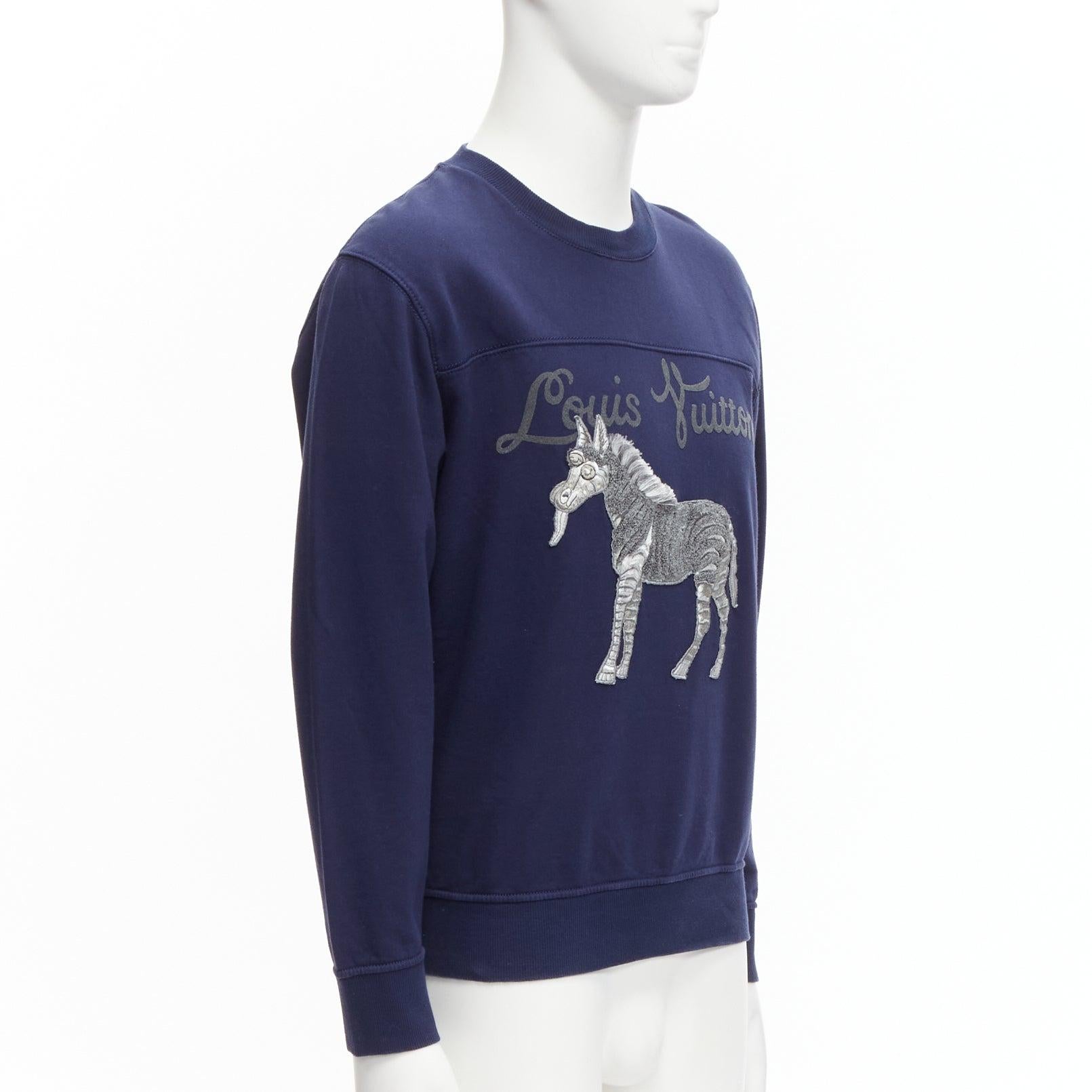 Black LOUIS VUITTON Chapman Brothers navy cotton LV logo horse embroidery sweater M For Sale