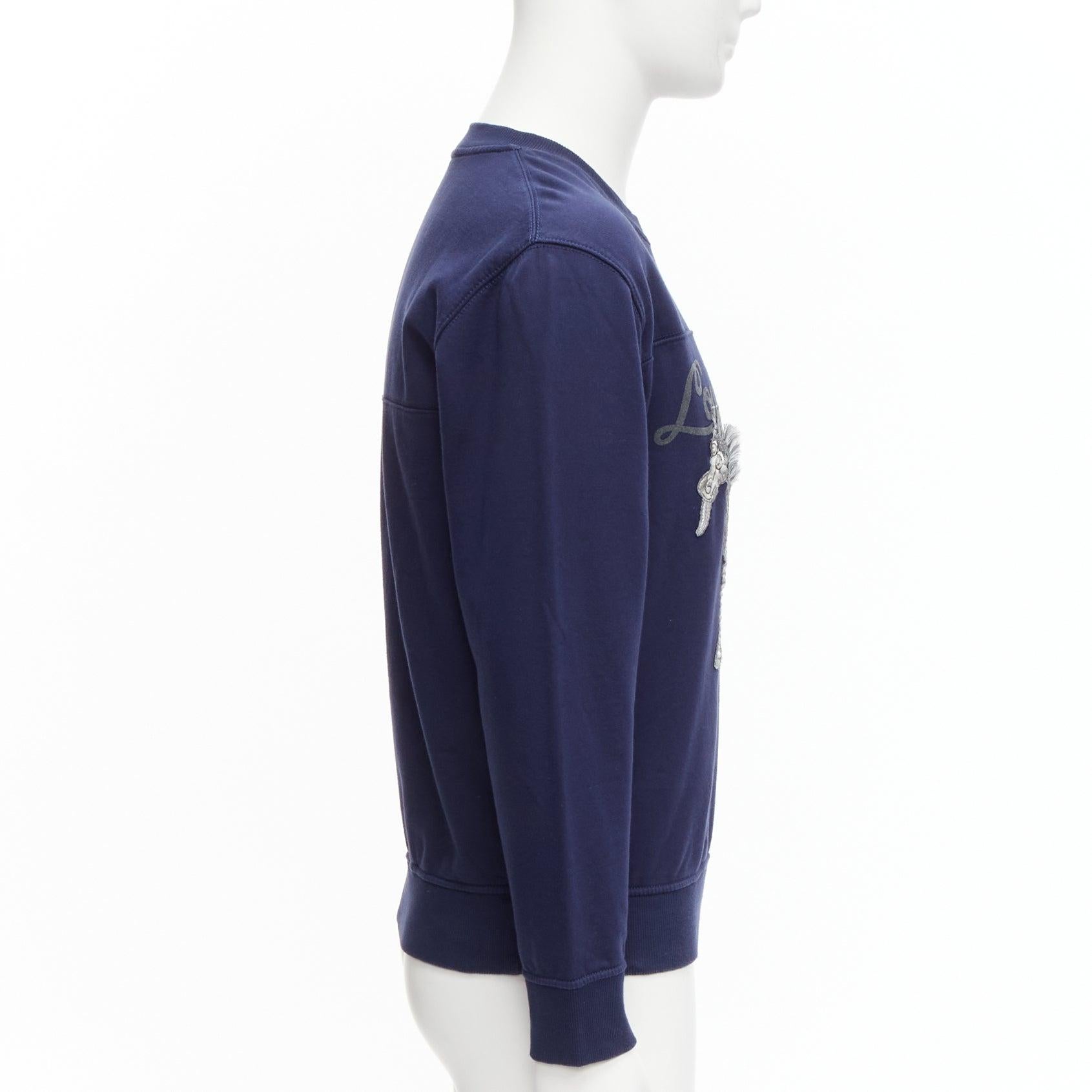 LOUIS VUITTON Chapman Brothers navy cotton LV logo horse embroidery sweater M In Good Condition For Sale In Hong Kong, NT