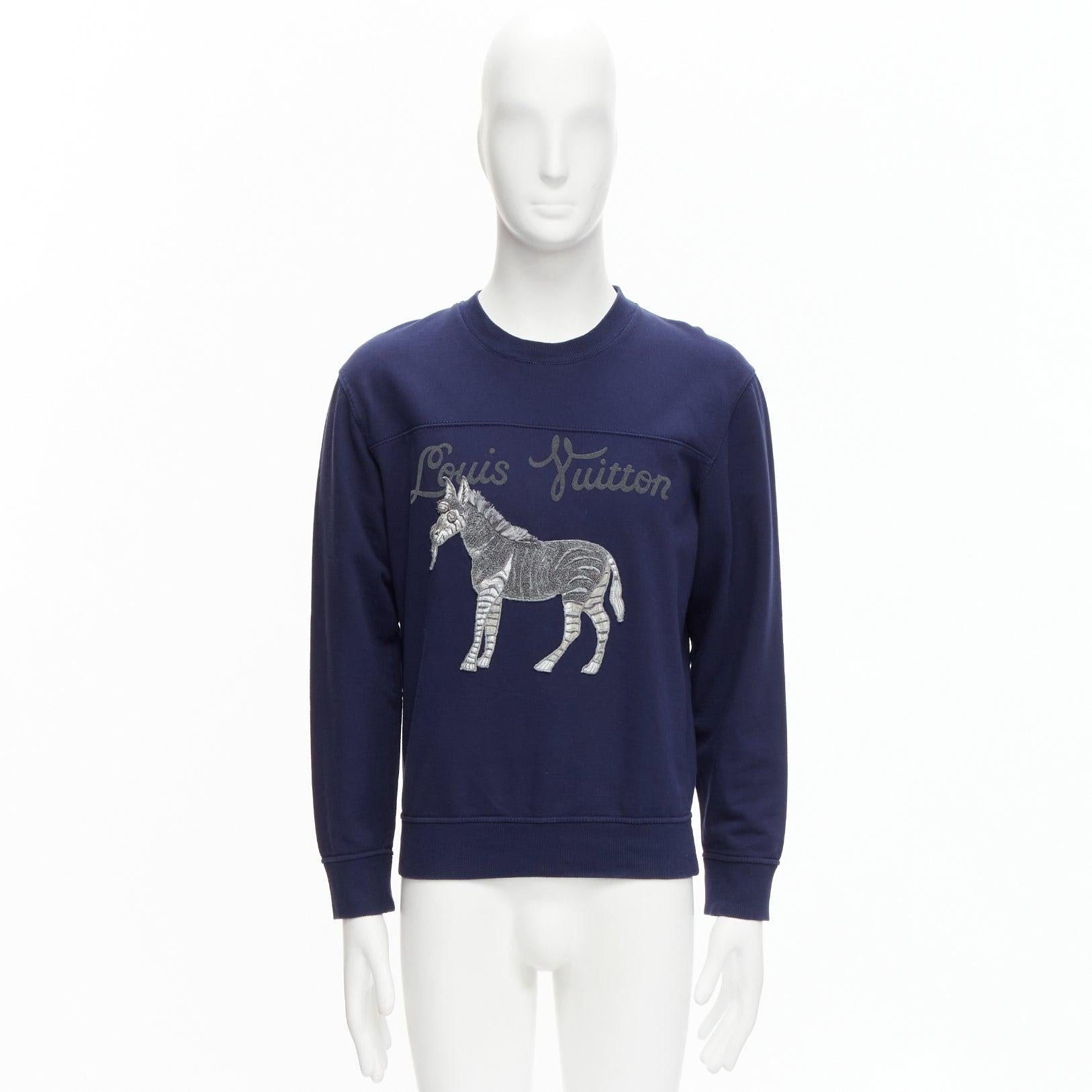 LOUIS VUITTON Chapman Brothers navy cotton LV logo horse embroidery sweater M For Sale 4