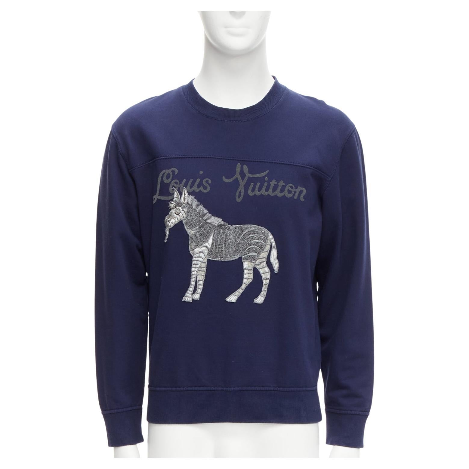LOUIS VUITTON Chapman Brothers navy cotton LV logo horse embroidery sweater M For Sale