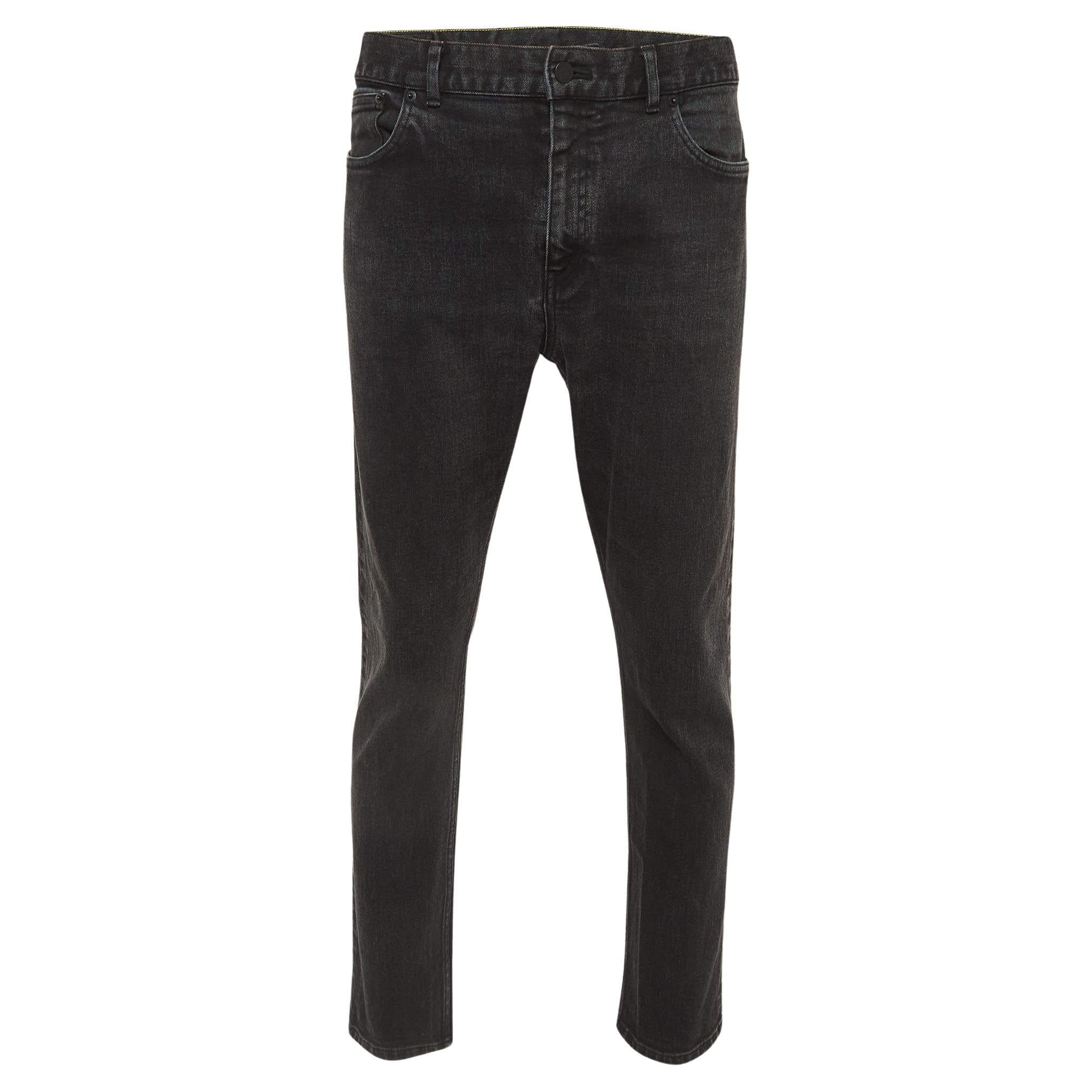 Louis Vuitton Charcoal Black Denim Stretch Slim Jeans XXL Waist 38'' For Sale