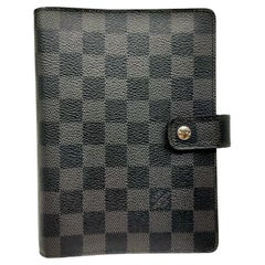 Louis Vuitton Charcoal Damier Graphite Medium Ring Agenda MM Diary Cover 863493