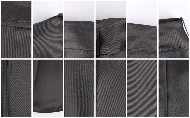 LOUIS VUITTON Charcoal Gray Silk Satin Studded Pleated Wrap Skirt For Sale 4