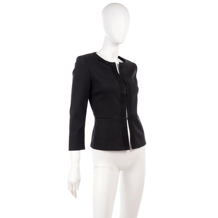 Louis Vuitton Charcoal Grey Cotton Cropped Jacket w/ Grosgrain Ribbon Trim  For Sale at 1stDibs