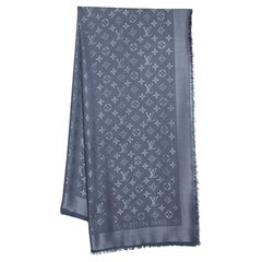 Louis Vuitton Charcoal Grey Wool & Silk Classique Monogram Shawl