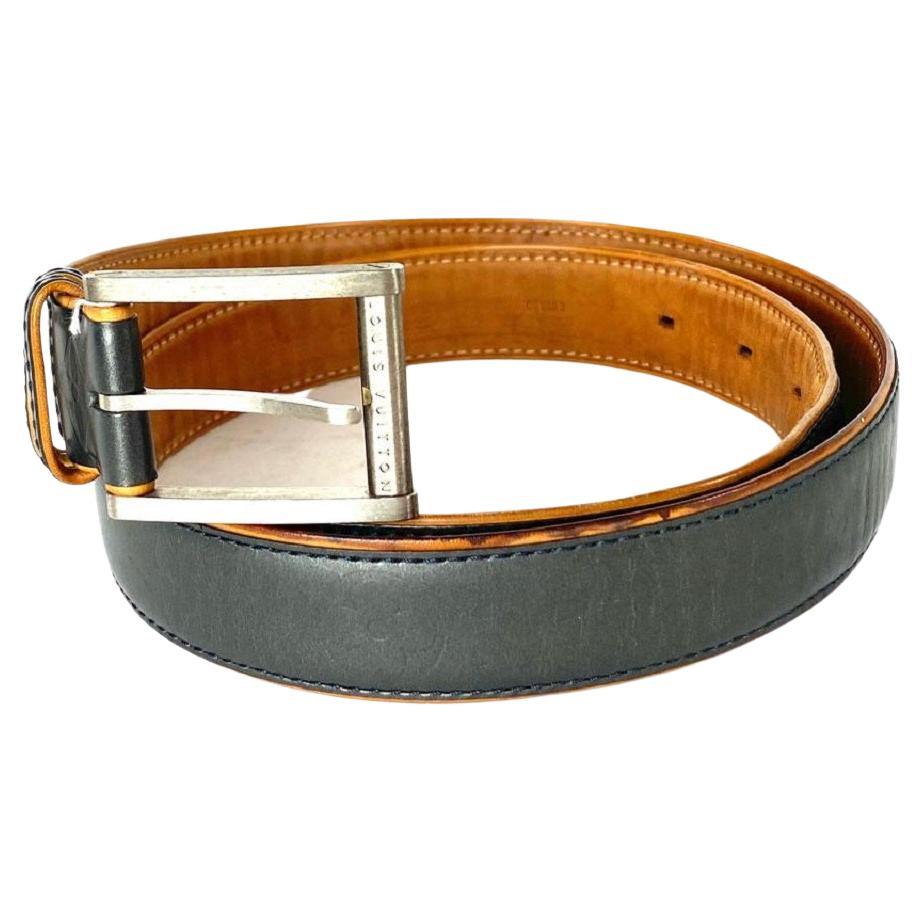 Louis Vuitton Charcoal Monogram Vernis Mat 18lv65 Belt For Sale