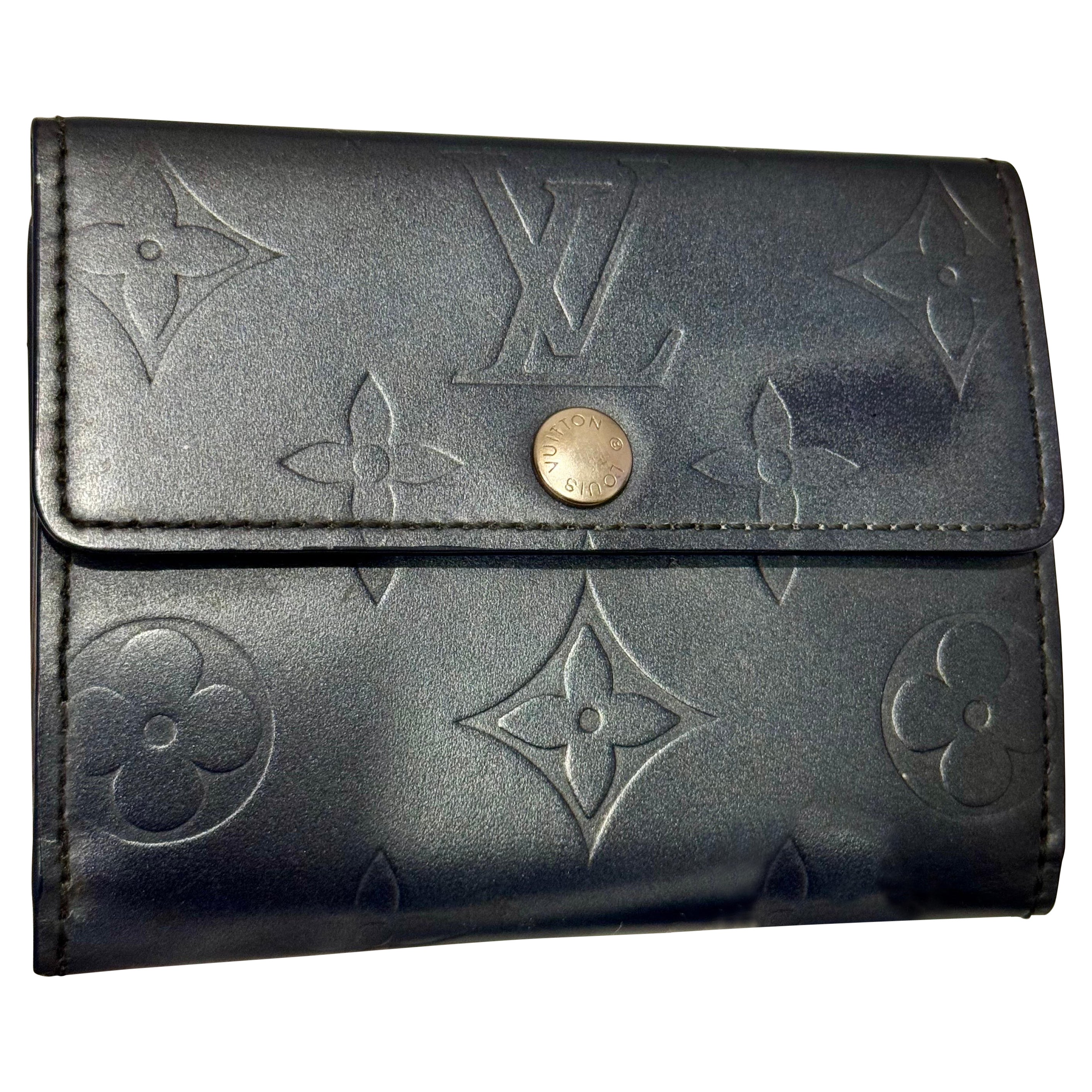Louis Vuitton Charcoal Monogram Vernis Mat Elise Compact Snap Wallet