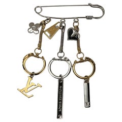 Louis Vuitton Charms Silver Gold Saftey Pin Logo Removable Charms Brooch