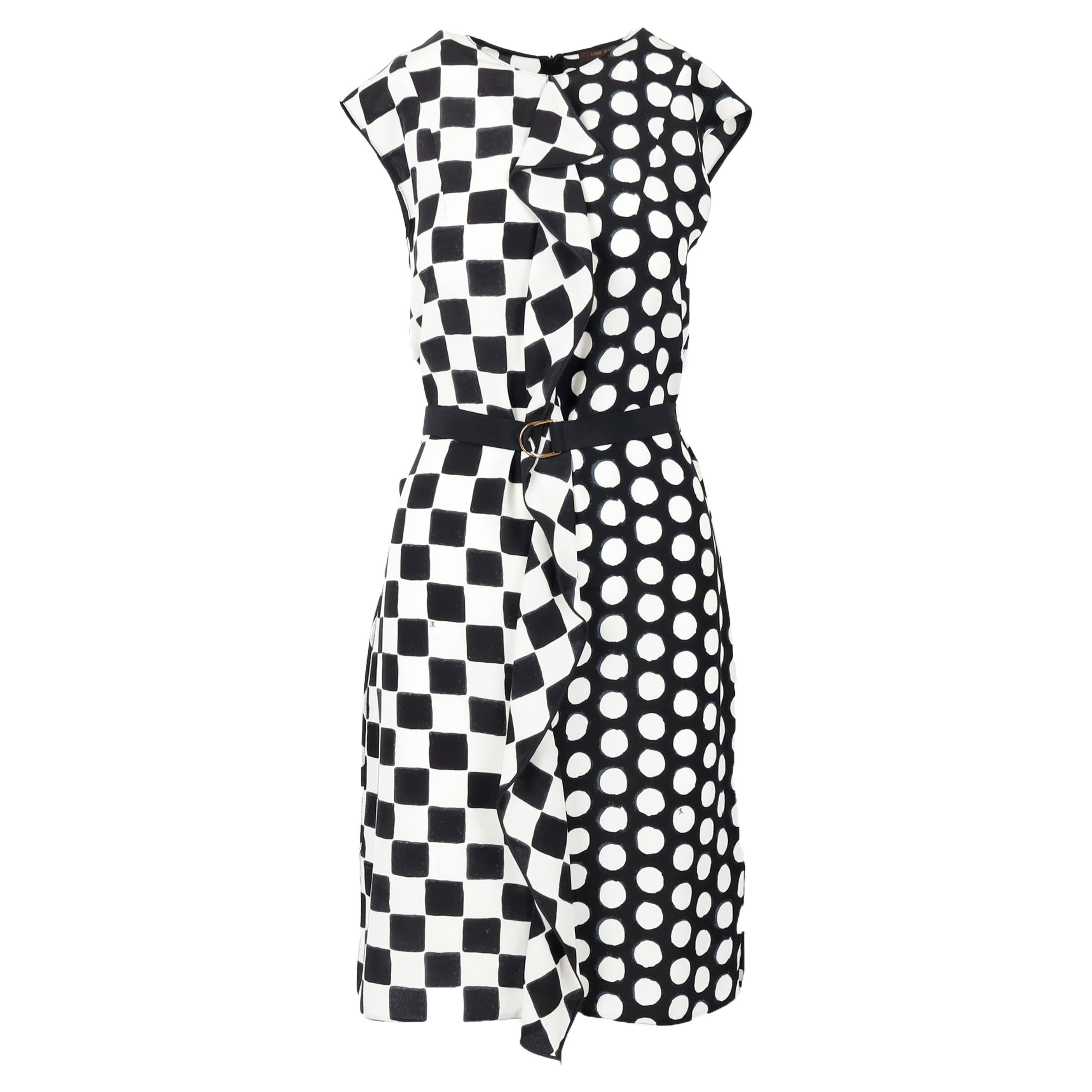 Robe à carreaux et à pois Louis Vuitton en vente