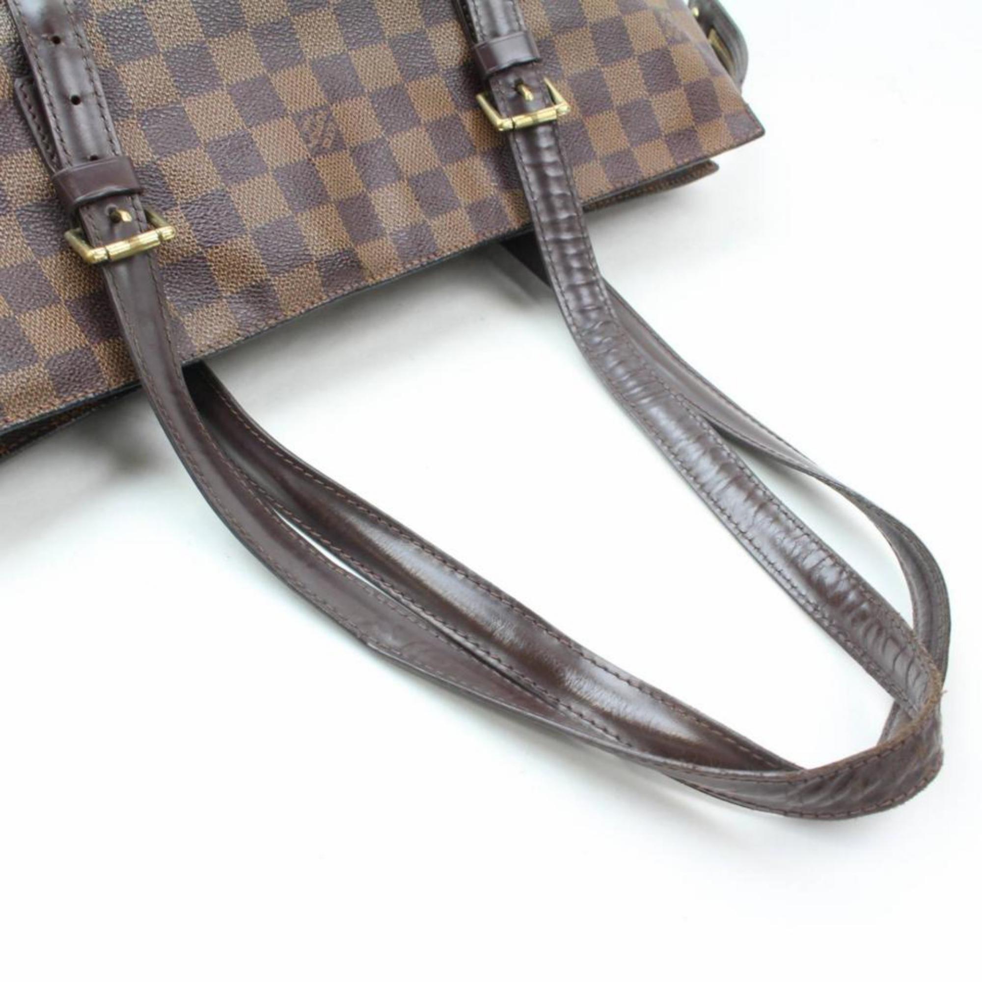 Louis Vuitton Chelsea Damier Ebene Zip 869414 Brown Coated Canvas Tote For Sale 5