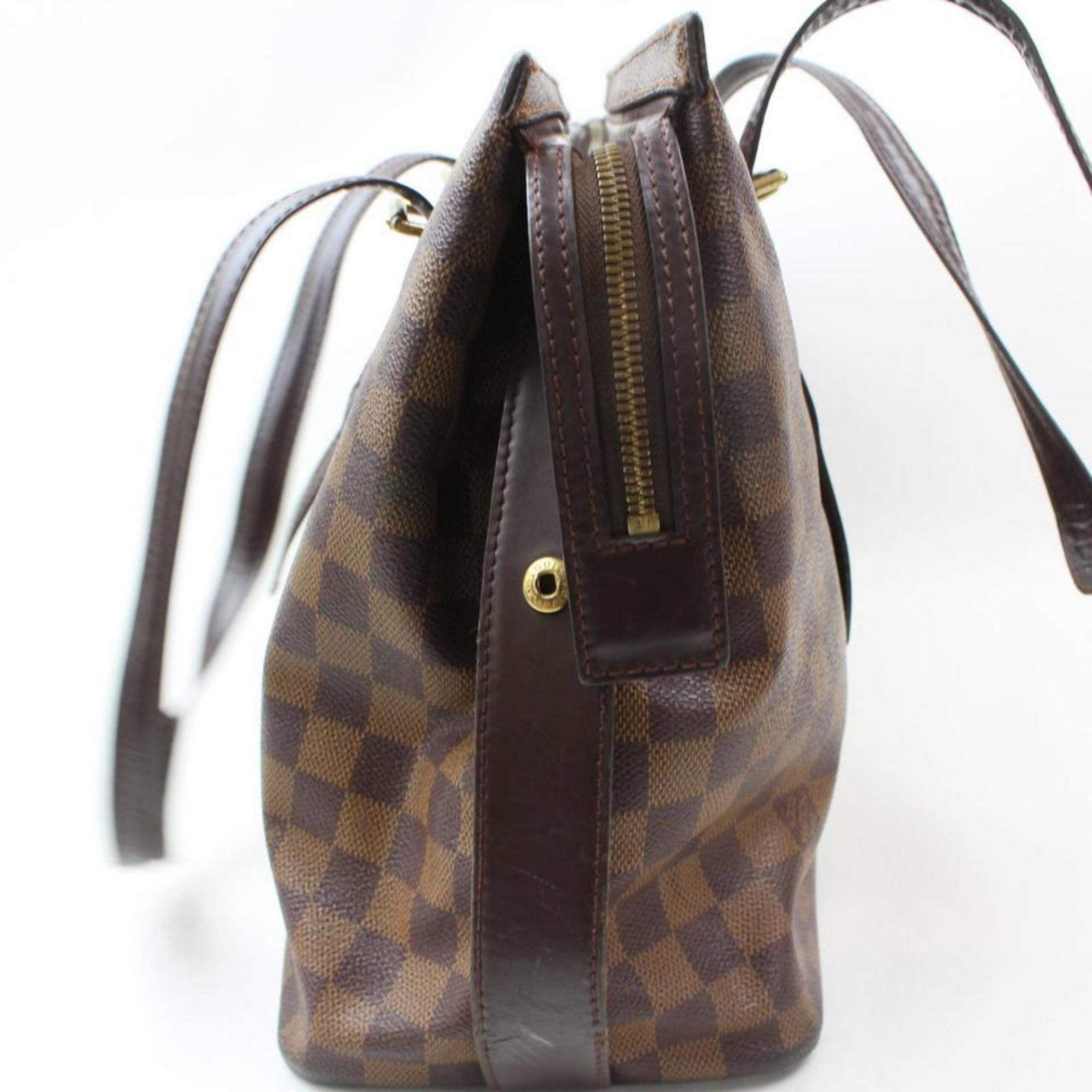 Louis Vuitton Chelsea Damier Ebene Zip 869414 Brown Coated Canvas Tote For Sale 7