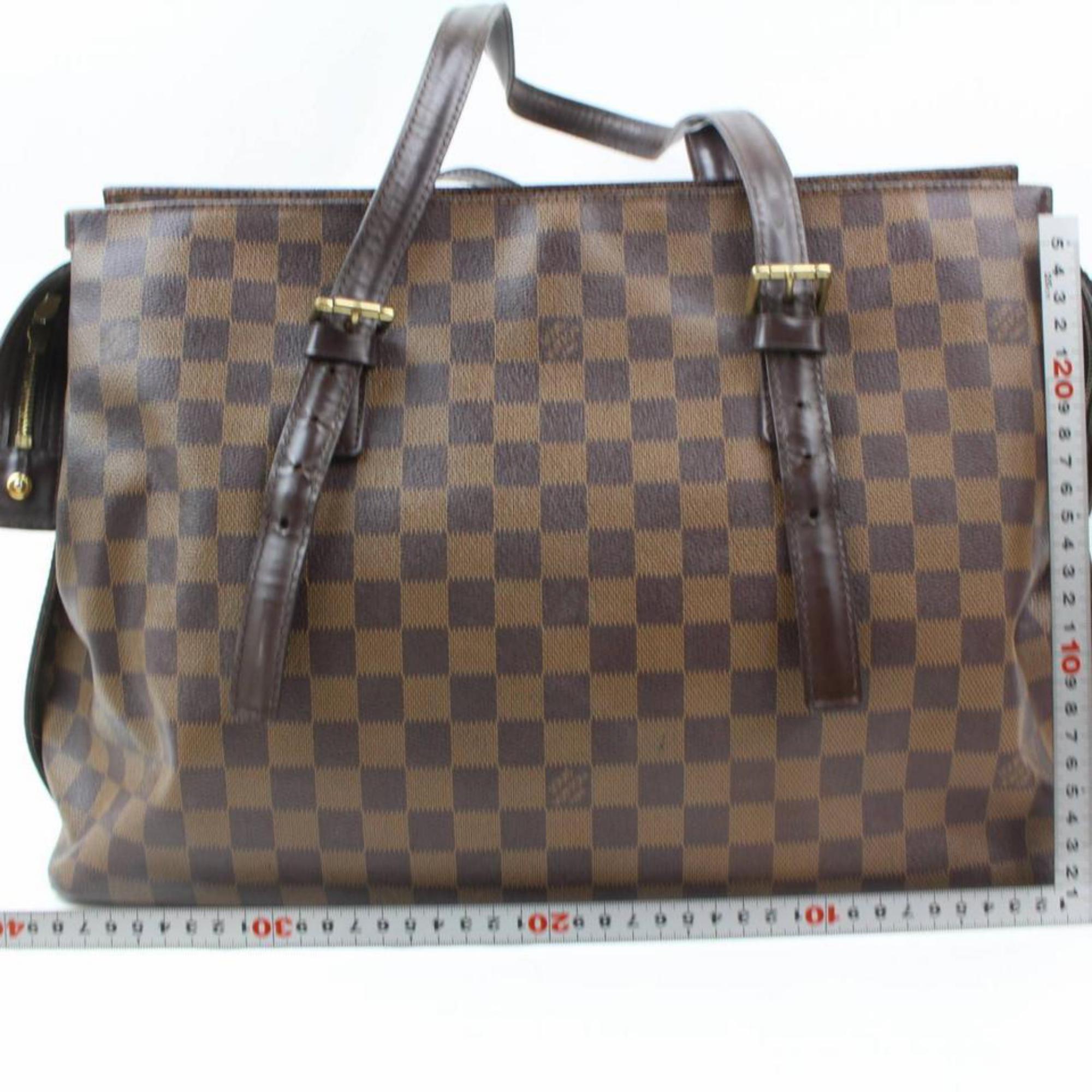 Louis Vuitton Chelsea Damier Ebene Zip 869414 Brown Coated Canvas Tote For Sale 1