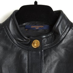 Louis Vuitton Chemise Veste FR38 Black Leather LV Turnlock Top Jacket UK10 US8