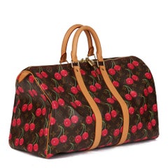 LOUIS VUITTON Cherries Brown Monogram Canvas & Vachetta Leather Keepall 45