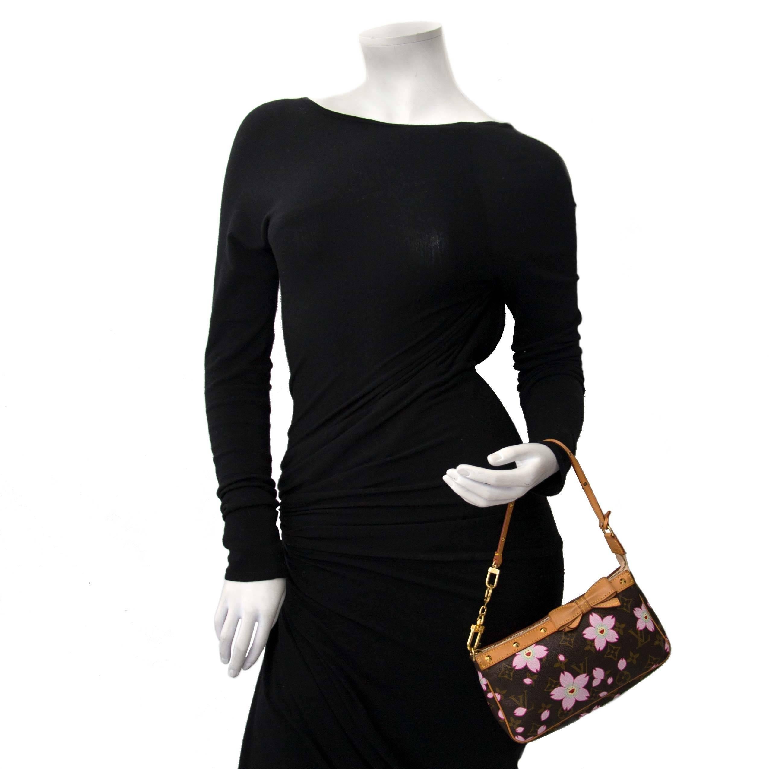 Brown Louis Vuitton Limited Edition Cherry Blossom Monogram Mini Pochette