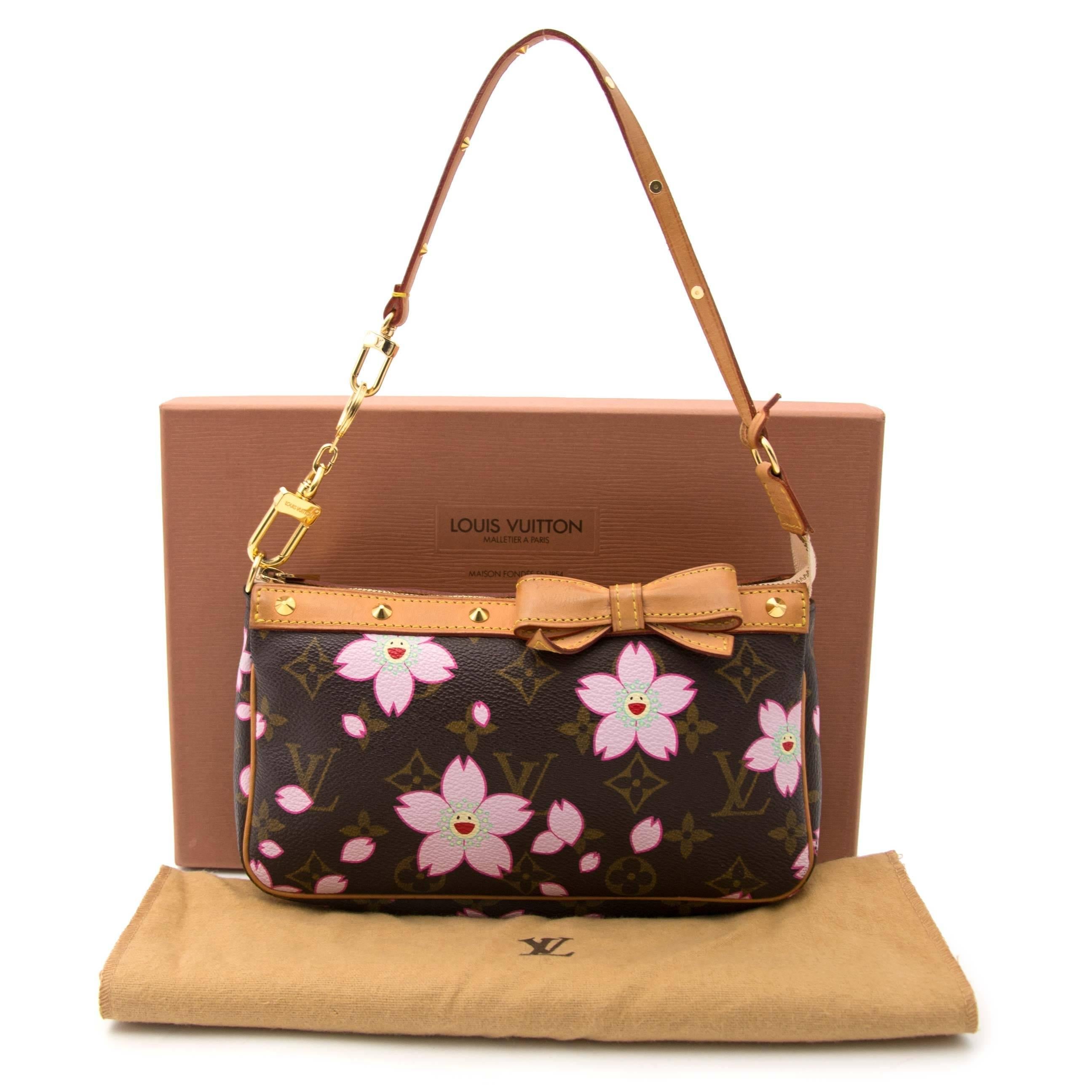 Louis Vuitton Limited Edition Cherry Blossom Monogram Mini Pochette In Excellent Condition In Antwerp, BE