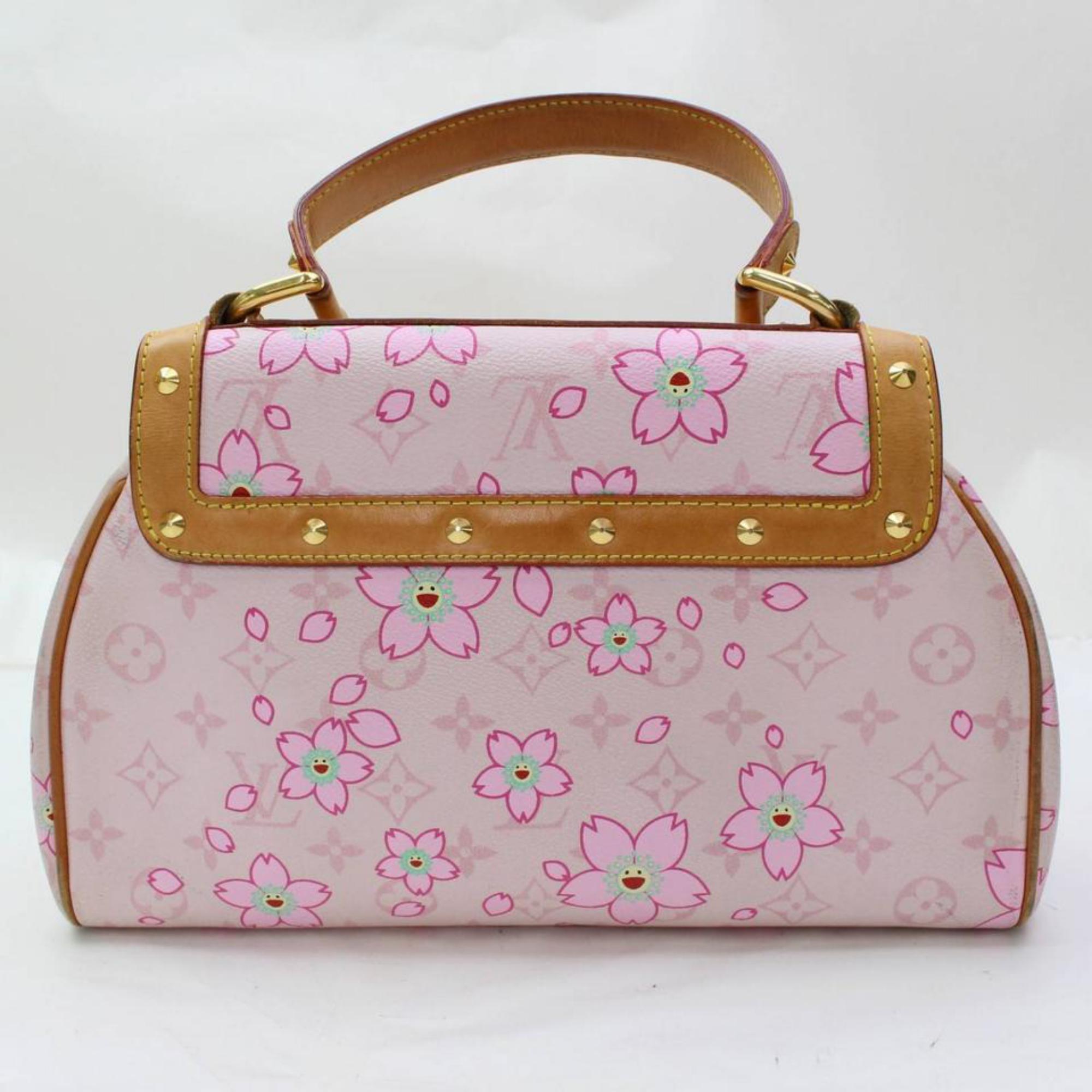 Brown Louis Vuitton Cherry Blossom Sac Retro 867220 Pink Coated Canvas satchel