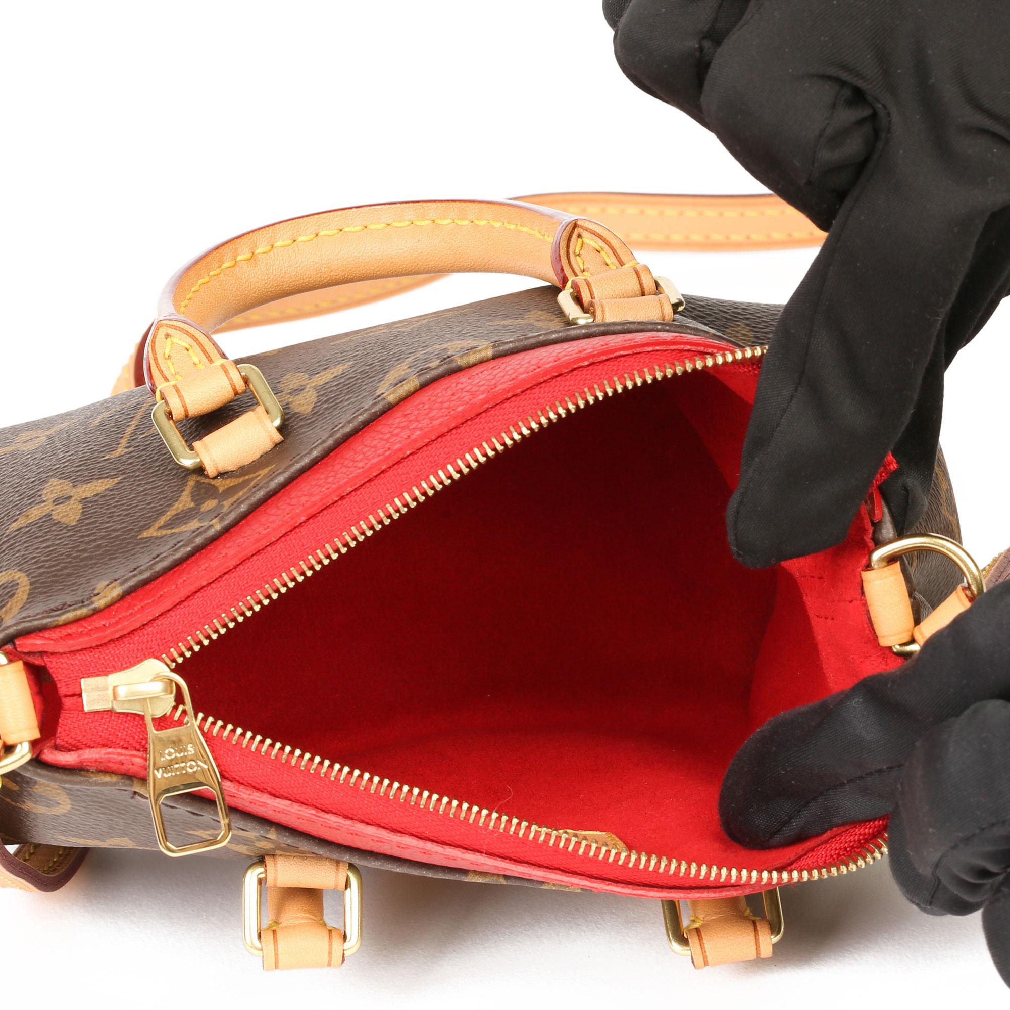 Louis Vuitton Cherry Brown Monogram Coated Canvas & Vachetta Leather Nano Pallas 3