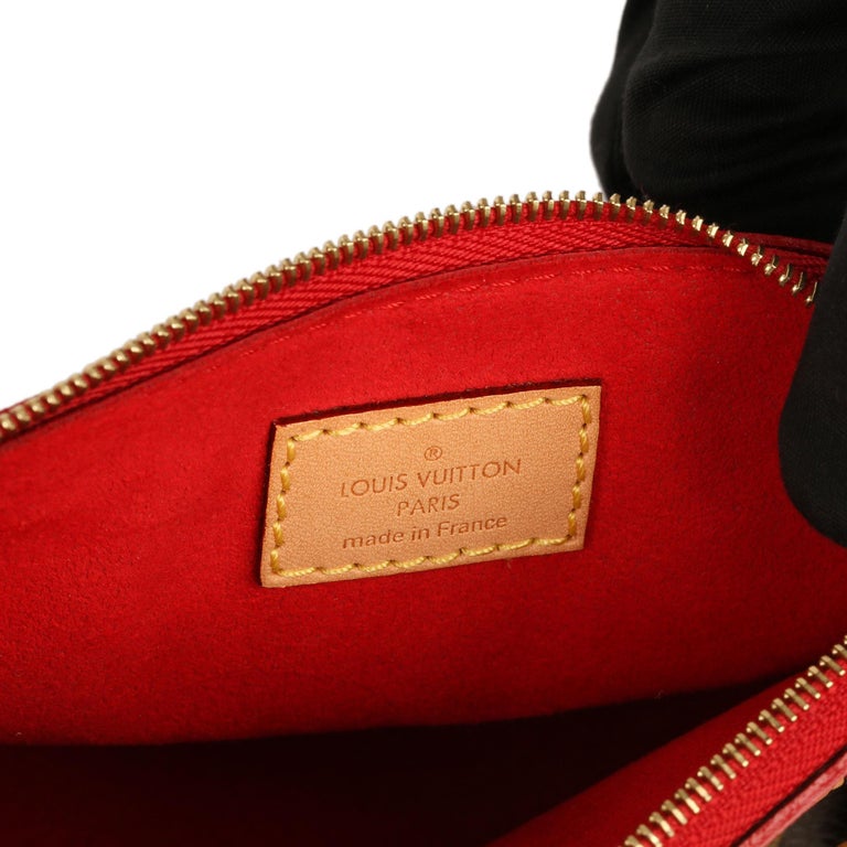 Louis Vuitton Cherry Brown Monogram Coated Canvas & Vachetta Leather Nano Pallas For Sale 4