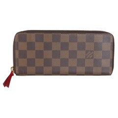 Louis Vuitton Clemence-Geldbörse aus Damier-Canvas in Kirschrot