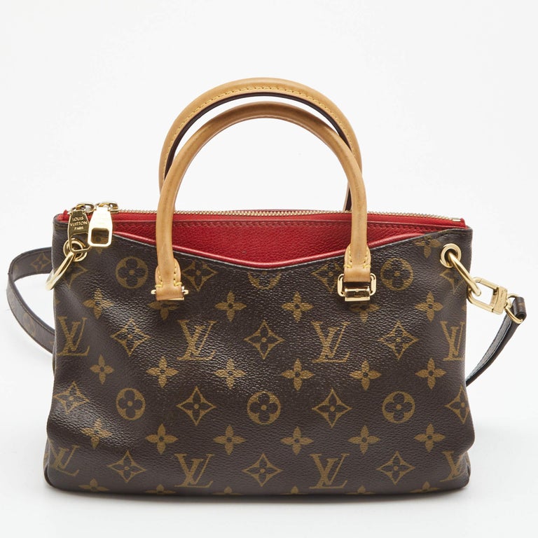 Louis Vuitton Pallas Bb Handbag in Brown Monogram Canvas and Red