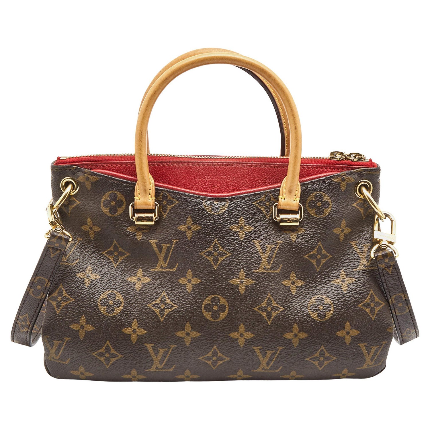 LOUIS VUITTON red and brown Monogram Canvas PALLAS BB Crossbody Bag at  1stDibs