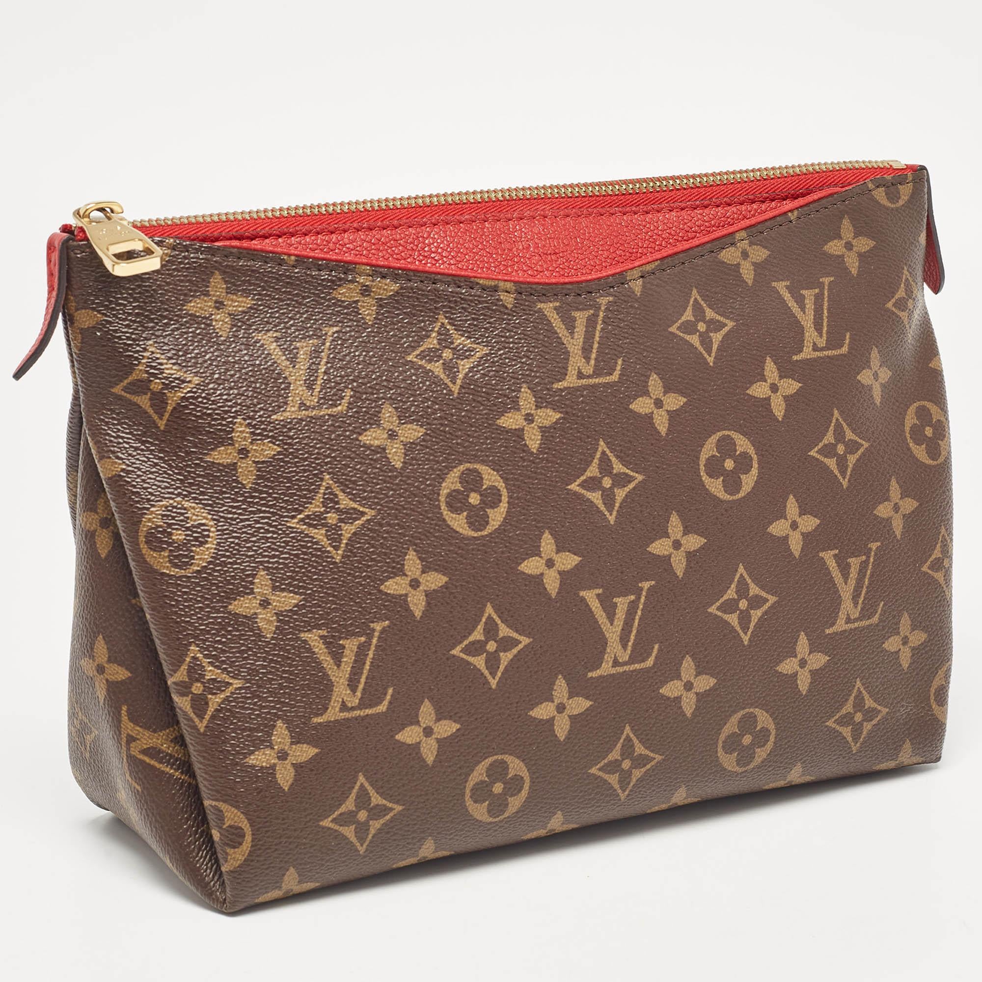 Brown Louis Vuitton Cherry Monogram Canvas Pallas Clutch