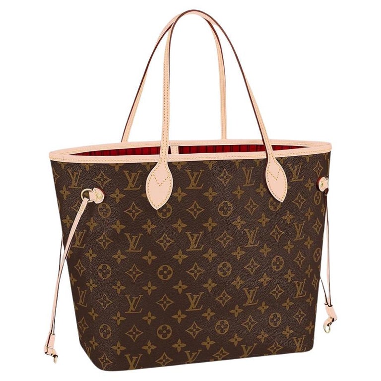 LOUIS VUITTON Neverfull MM Monogram Canvas Tote Shoulder Bag Rose Ball