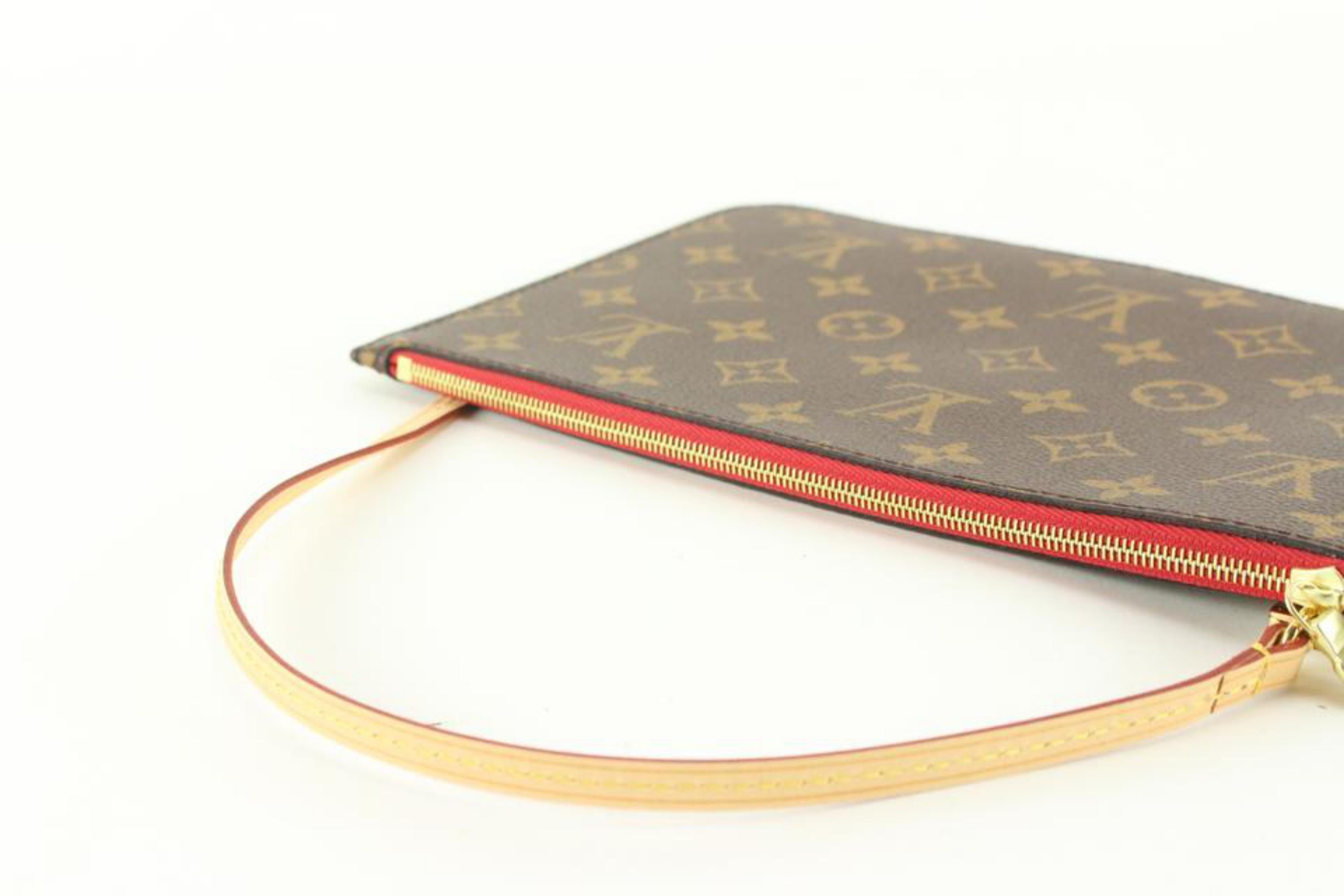 Louis Vuitton Cherry Red Monogram Neverfull Pochette GM or MM 13lz89s For Sale 3
