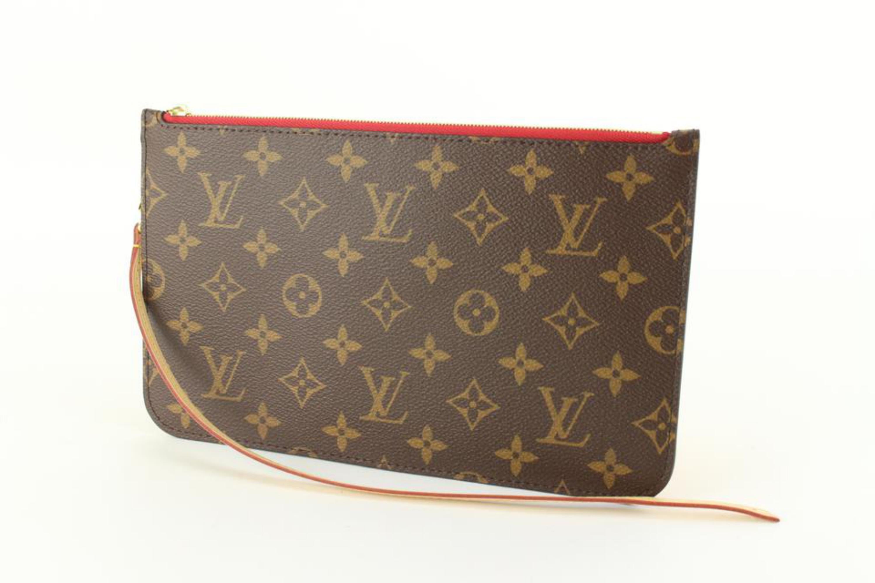 Louis Vuitton Cherry Red Monogram Neverfull Pochette GM or MM 13lz89s For Sale 4