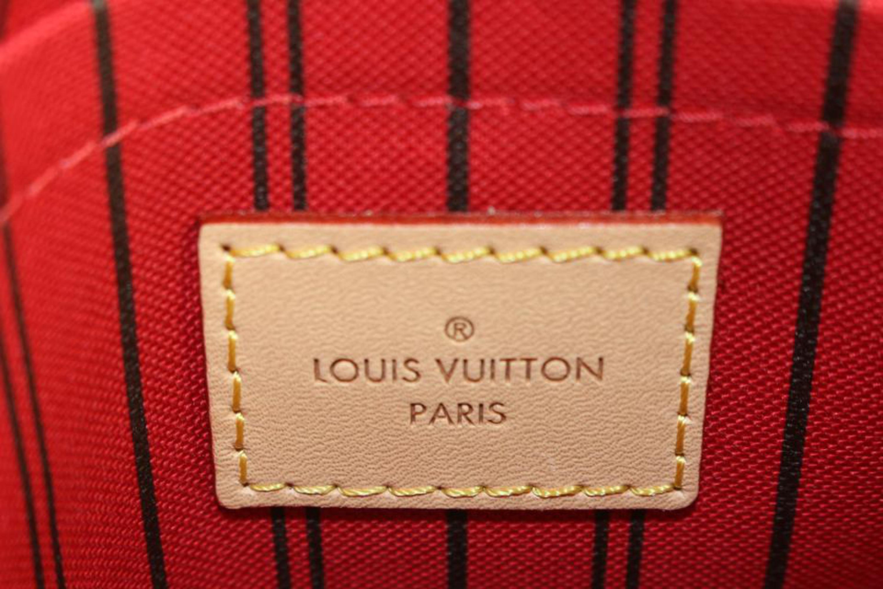 Women's Louis Vuitton Cherry Red Monogram Neverfull Pochette GM or MM 13lz89s For Sale