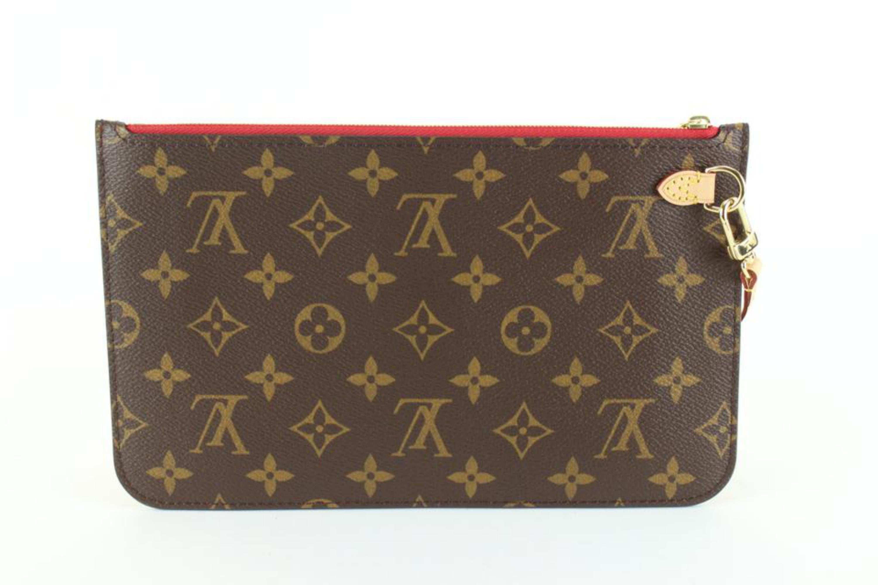 Louis Vuitton Cherry Red Monogram Neverfull Pochette MM or GM 10lz810s In New Condition In Dix hills, NY