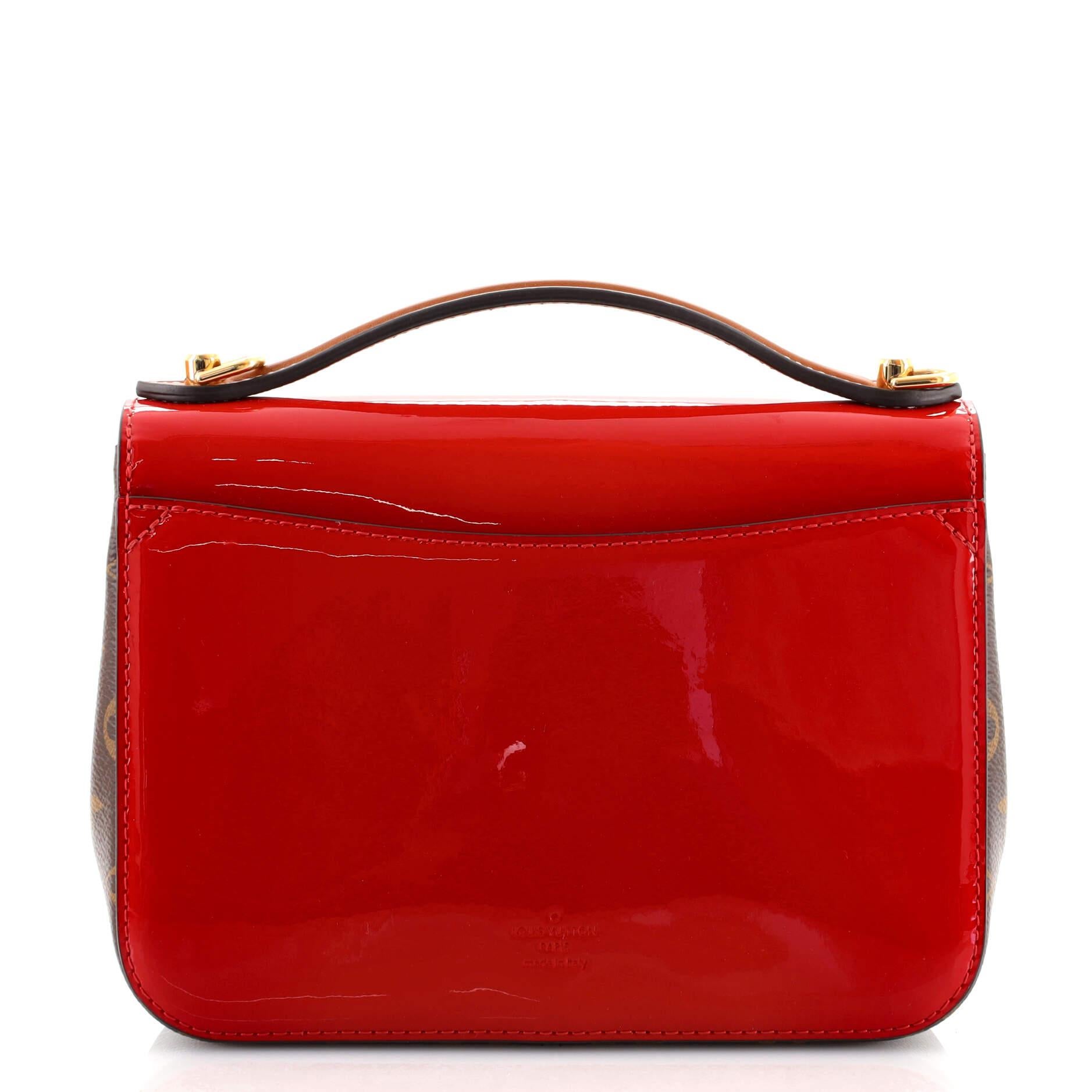 Red Louis Vuitton Cherrywood Handbag Vernis with Monogram Canvas BB