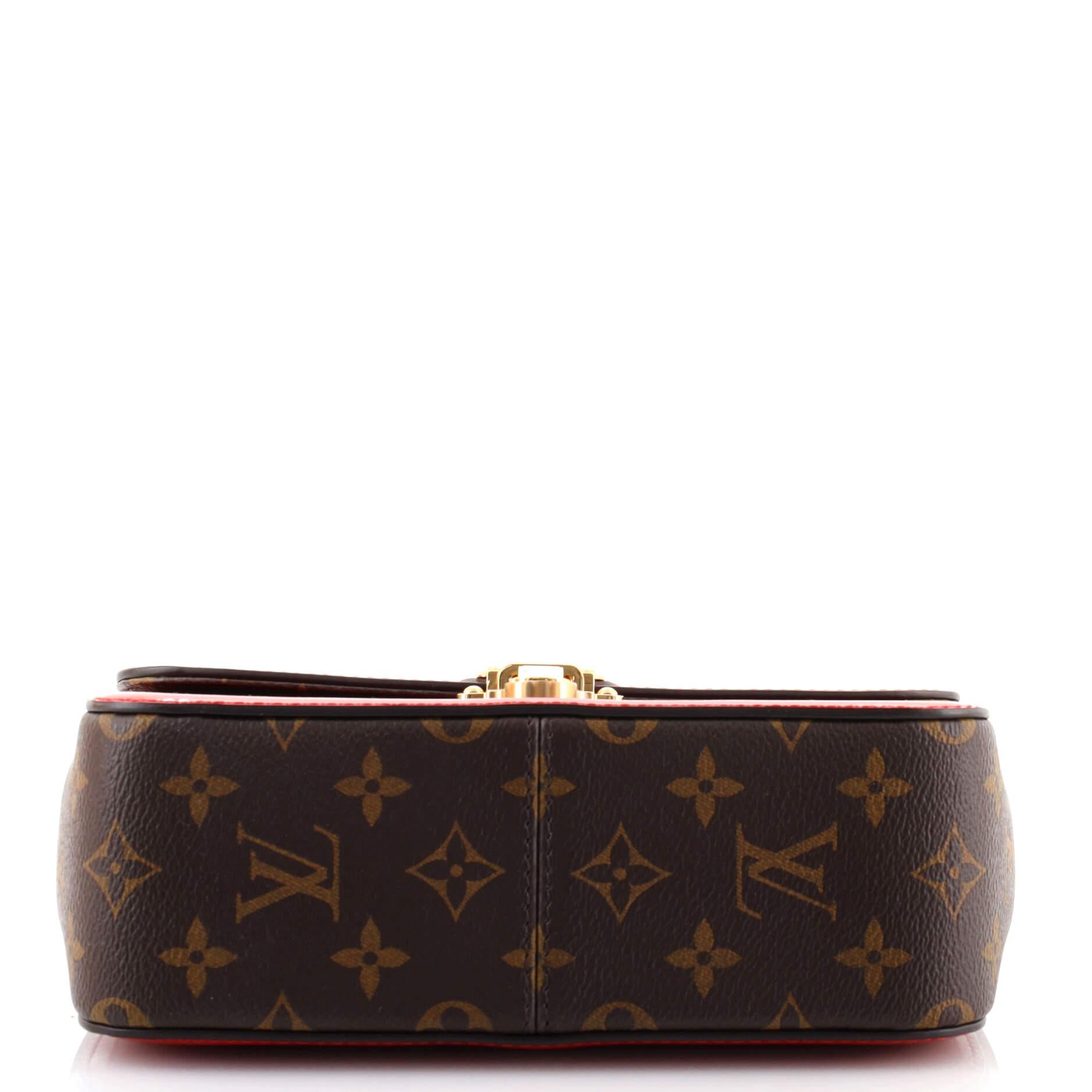 Louis Vuitton Cherrywood Handbag Vernis with Monogram Canvas BB In Good Condition In NY, NY