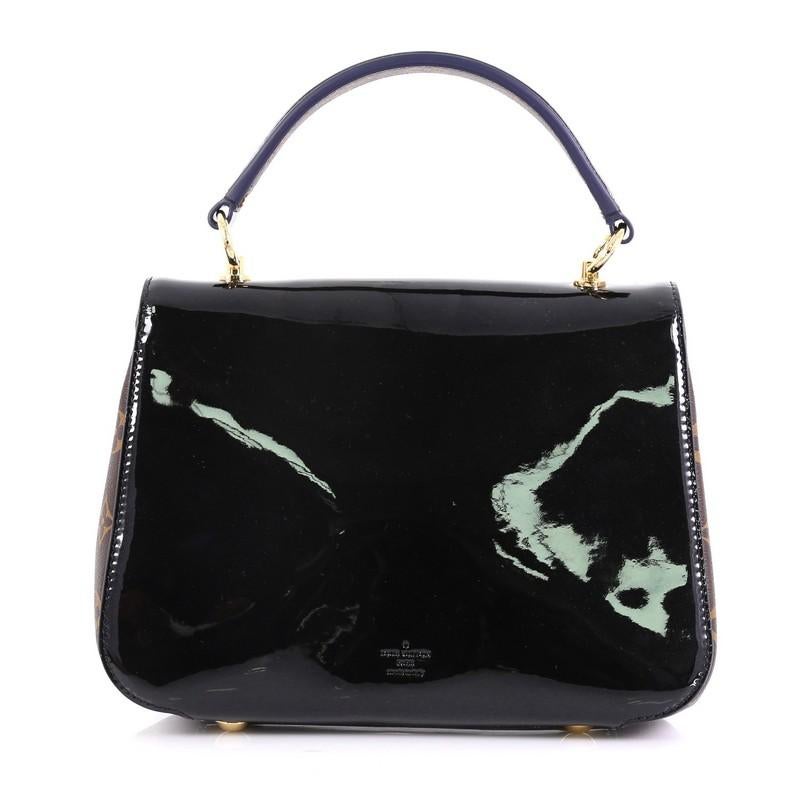 Black Louis Vuitton Cherrywood Handbag Vernis with Monogram Canvas PM