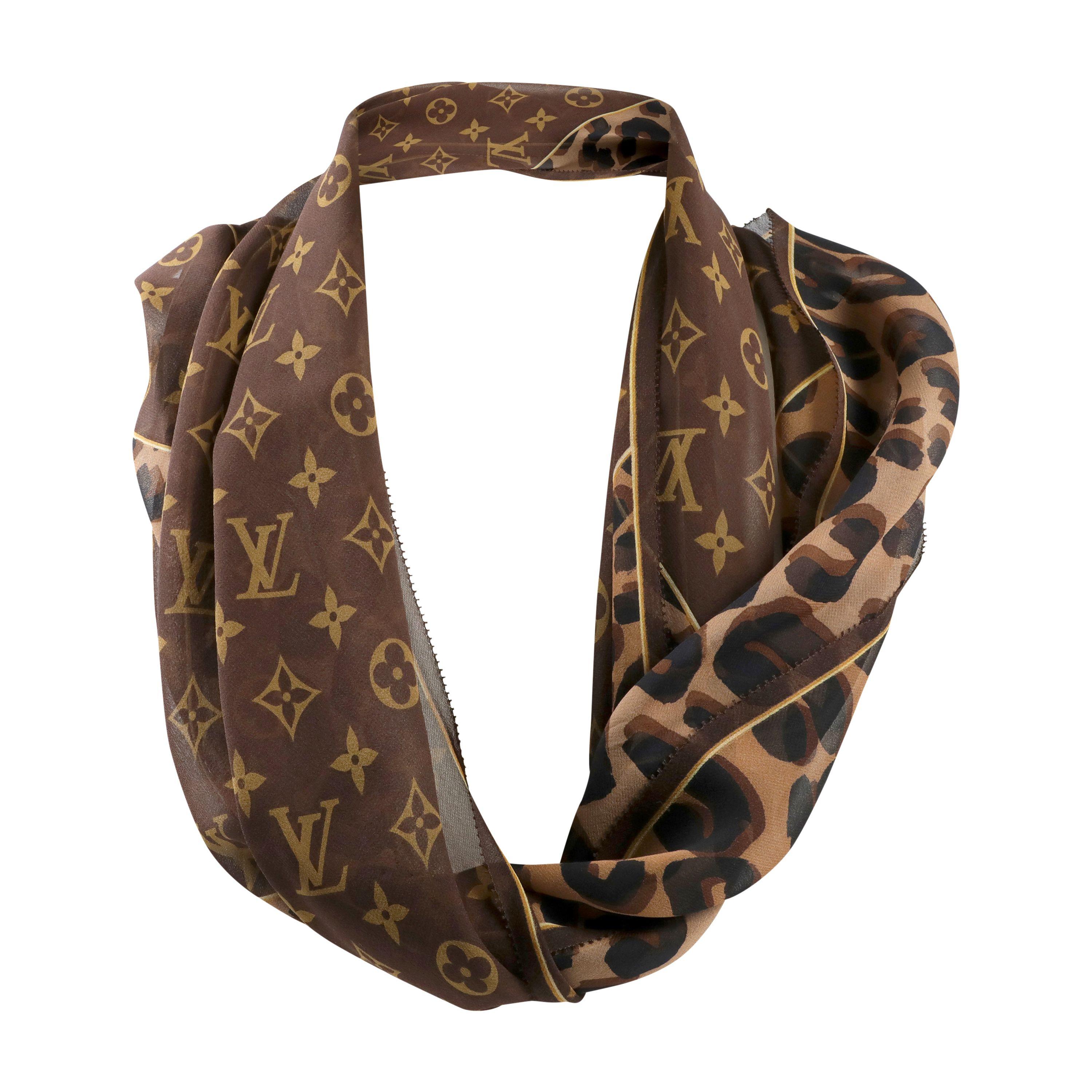 Chiffon Cheetah Skinny-Schal von Louis Vuitton (Grau) im Angebot