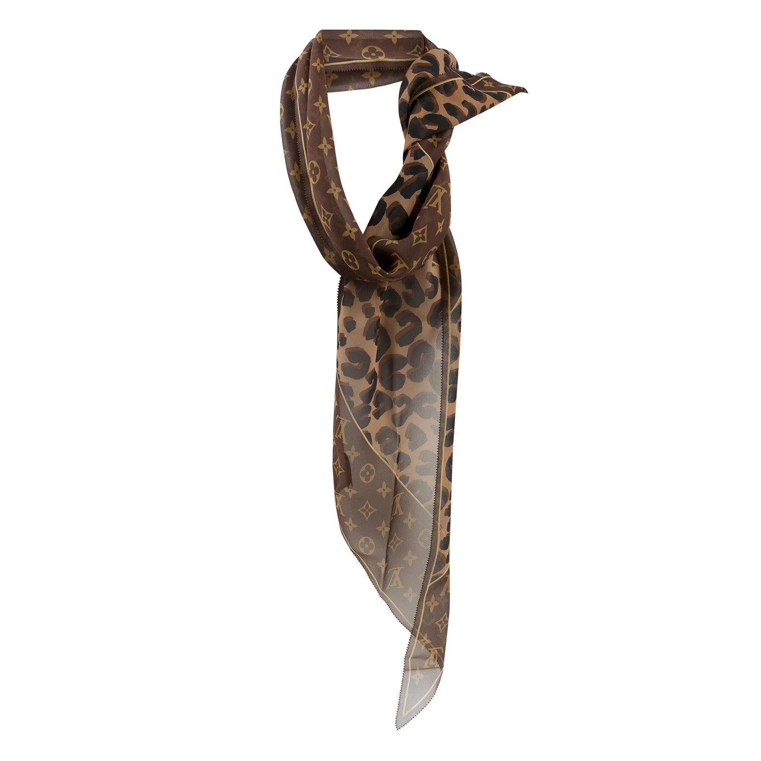 Chiffon Cheetah Skinny-Schal von Louis Vuitton für Damen oder Herren im Angebot