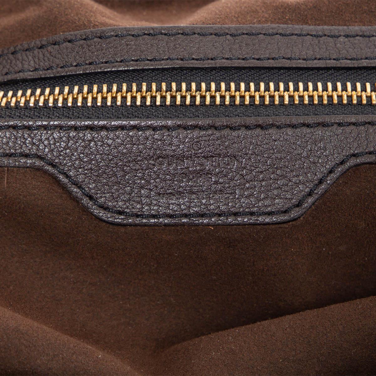 Black LOUIS VUITTON Chocolate brown leather MONOGRAM MAHINA L Shoulder Bag For Sale
