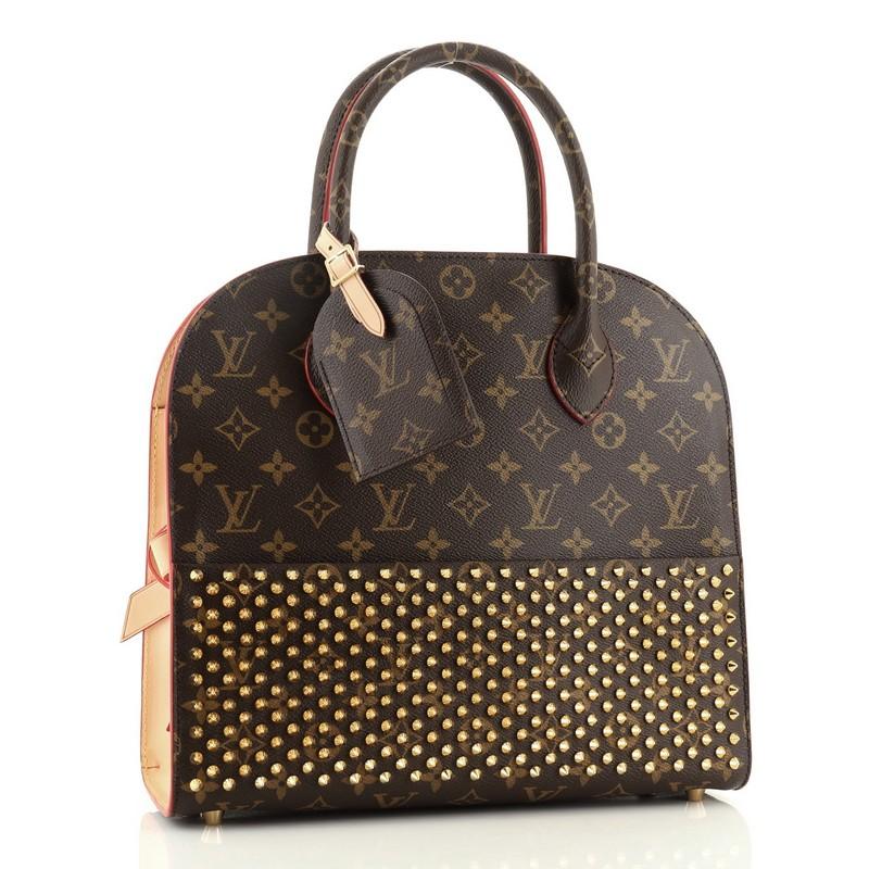 Black Louis Vuitton Christian Louboutin Shopping Bag Calf Hair and Monogram Can