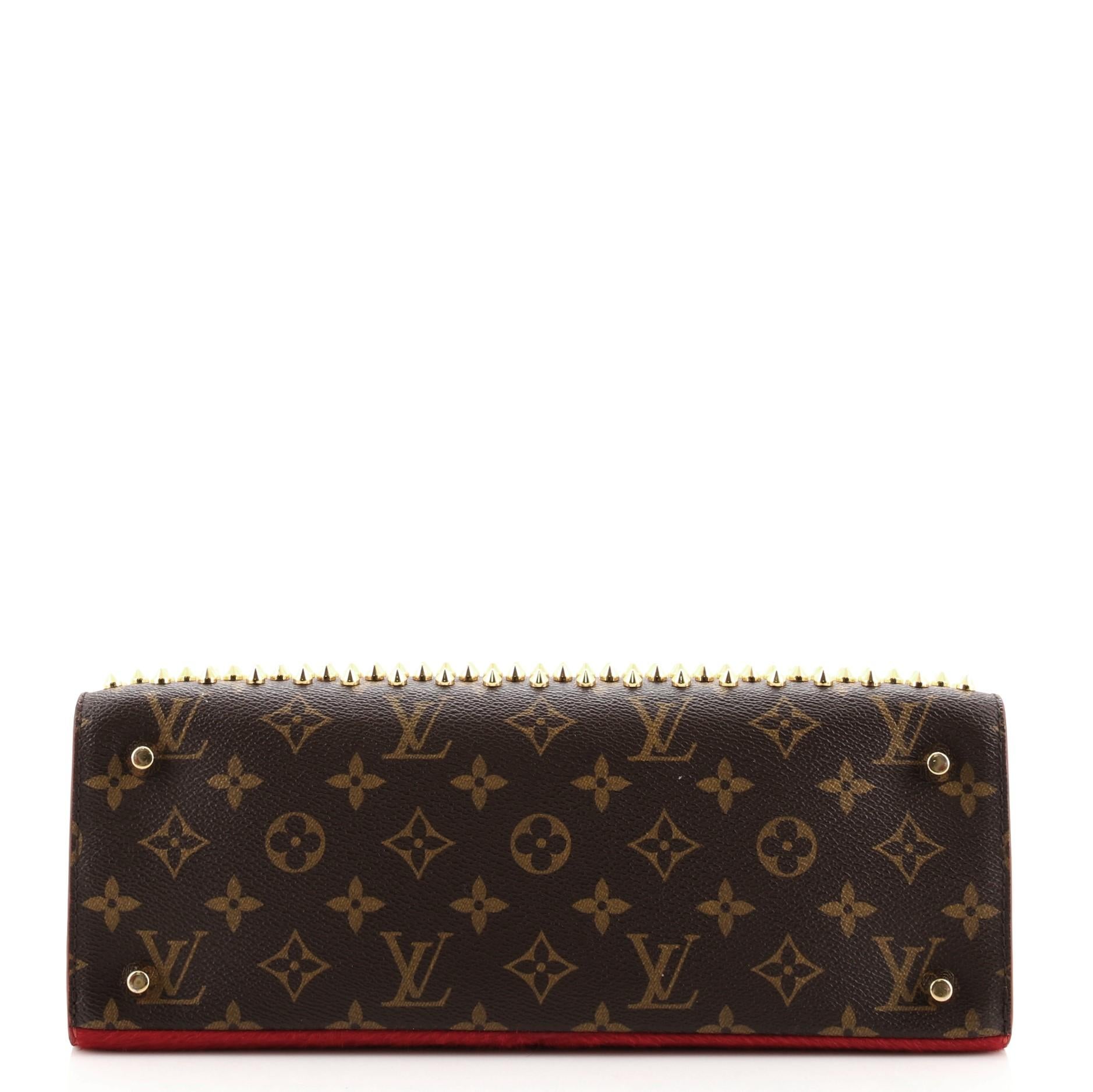 Black Louis Vuitton Christian Louboutin Shopping Bag Calf Hair and Monogram Canvas