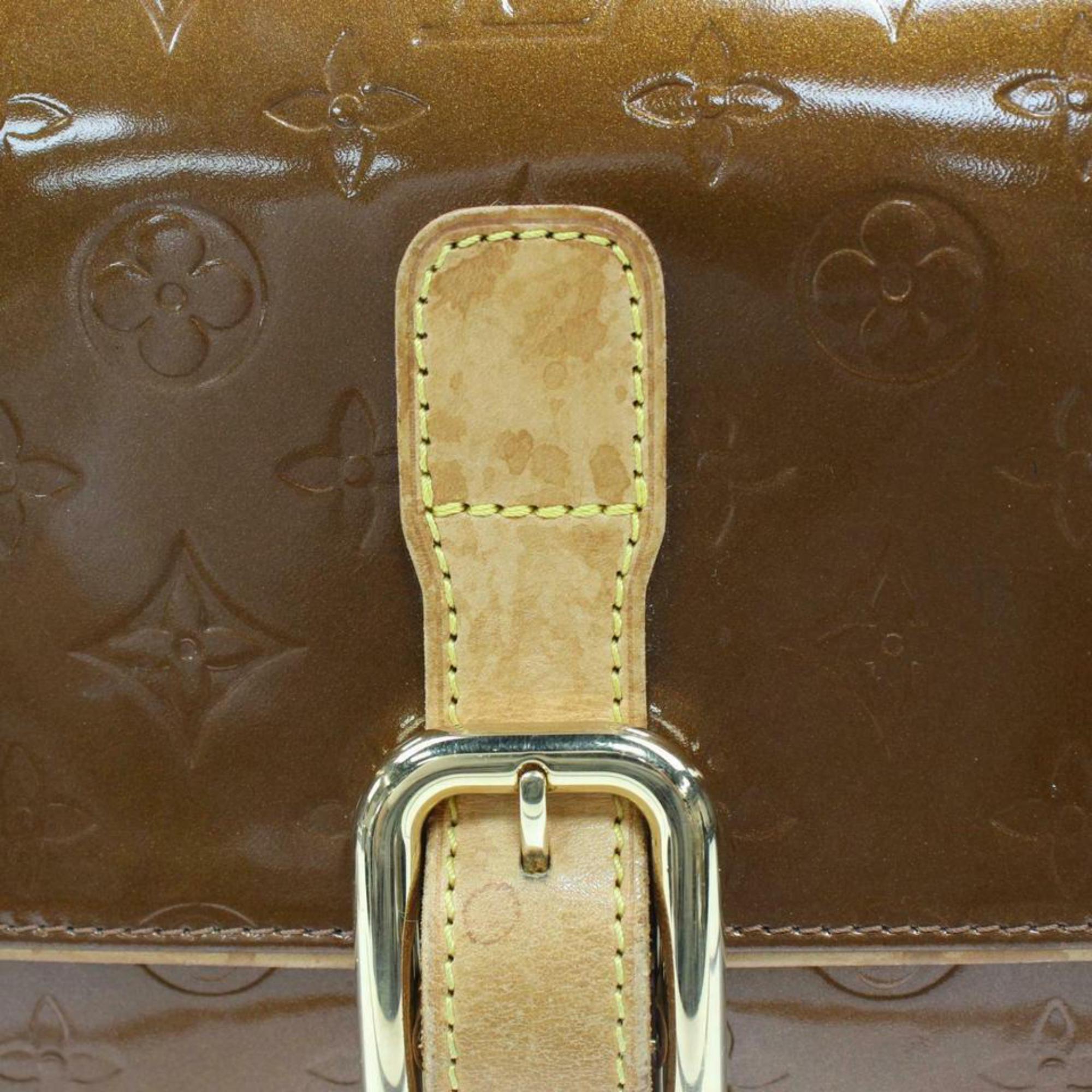 Louis Vuitton Christie Bronze Copper Gm 870267 Patent Leather Cross Body Bag For Sale 4