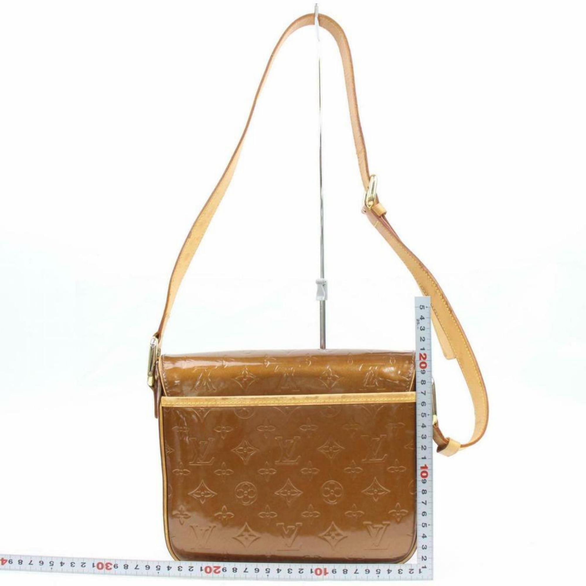 Louis Vuitton Christie Bronze Copper Gm 870267 Patent Leather Cross Body Bag For Sale 2